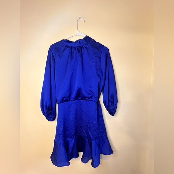 TEXTURED SATIN DRESS - ROYAL BLUE - Picture 11 of 12